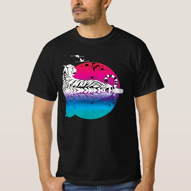 Camiseta Pôr do Sol Branco Tigre (Frente)