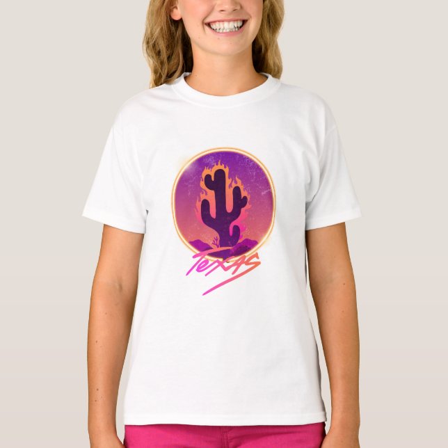 CAMISETA PÔR DO SOL CACTO NEON (Frente)