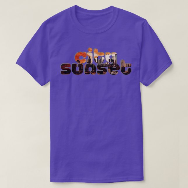 Camiseta pôr do sol da cidade (Frente do Design)