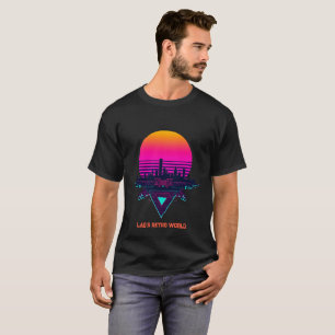 Camiseta Pôr do Sol da Cidade Neon Vaporwave dos Anos 80 Re
