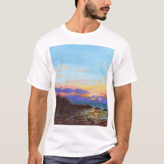 Camiseta pôr do sol da praia de Perranporth