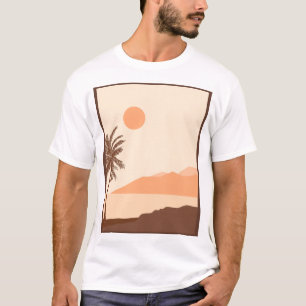 Camiseta Pôr do Sol de Palmeira, Ilha, Arte Abstrata Boho