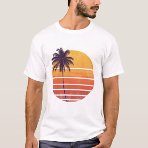 Camiseta Pôr do Sol de Verão Retrô – Ilustrações de Praia V