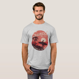 Camiseta pôr do sol do paraíso de surfe