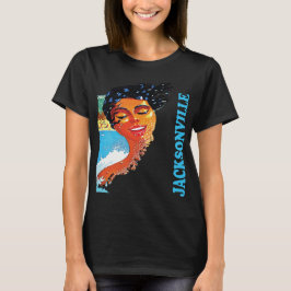Camiseta Pôr do sol em Jacksonville Beach Viagem Retro
