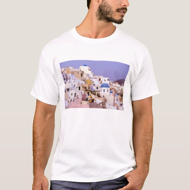Camiseta Pôr do sol em Oil, Santorini 2 (Frente)