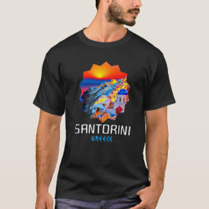 Camiseta Pôr do sol em Santorini Grécia Pintura 1