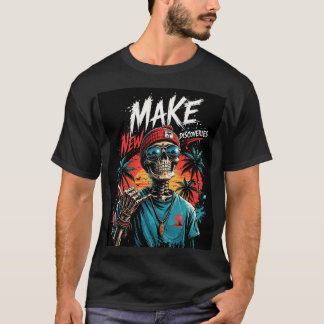 Camiseta Pôr do Sol Esquelético: Ilustração de Streetwear T