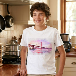 Camiseta Pôr do sol Golden Gate Bridge Pastel em São Franci