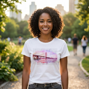 Camiseta Pôr do sol Golden Gate Bridge Pastel em São Franci