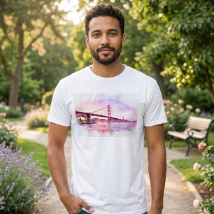 Camiseta Pôr do sol Golden Gate Bridge Pastel em São Franci