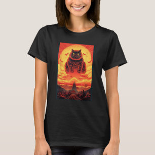 Camiseta Pôr do Sol Japonês Catzilla - Gato Engraçado Fofo