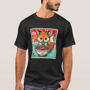 Camiseta Pôr-do-sol Japonês Mt. Fuji Selo Postal Raposa Fil
