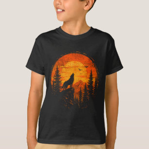 Camiseta Pôr do sol lobo montanha floresta natureza selvage