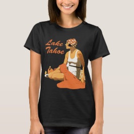 Camiseta Pôr do sol na praia do lago Tahoe Viagem Retro
