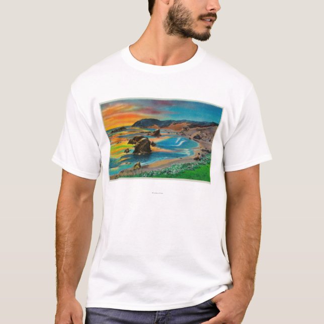 Camiseta Por do sol no cabo San SebastianCoast (Frente)