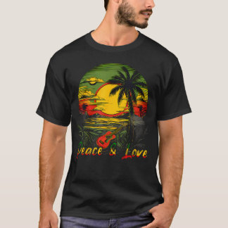 Camiseta Pôr do Sol Reggae Rasta Música Guitarra Rasta