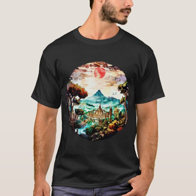 Camiseta Pôr do sol retrô (Frente)