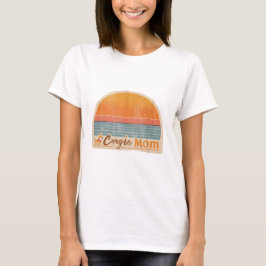 Camiseta Pôr do Sol Retro 70s Corgi Mãe