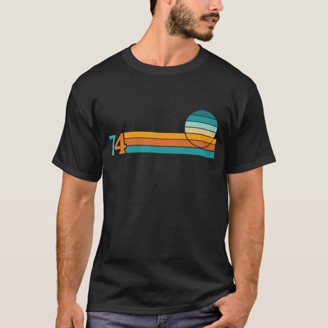 Camiseta Pôr do sol retrô 74 (Frente)