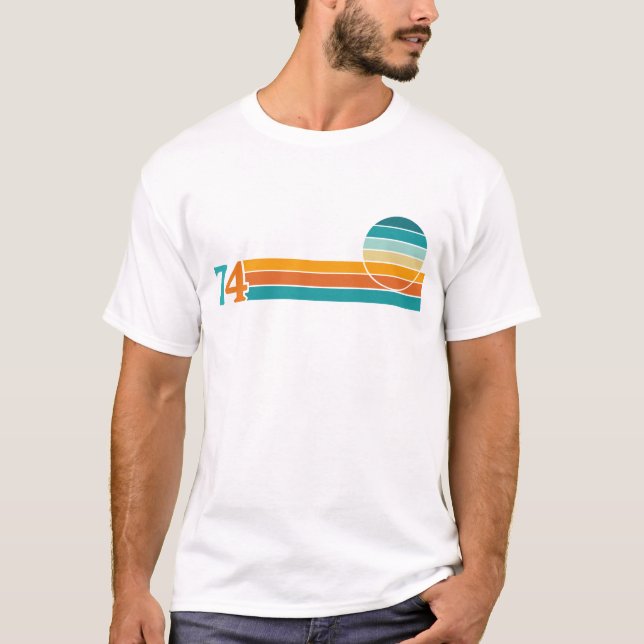 Camiseta Pôr do sol retrô 74 (Frente)