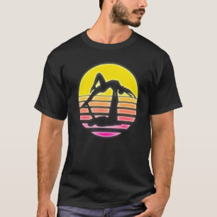 Camiseta Pôr do Sol Retro Acroyoga Aérea Ioga Vintage Acro