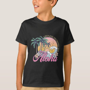 Camiseta Pôr do Sol Retro Aloha Palmeiras Flores Tropicais