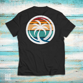 Camiseta Pôr do Sol Retro da Onda da Palmeira na Praia Trop
