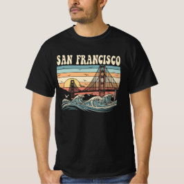 Camiseta Pôr do sol retrô da ponte Golden Gate de São Franc