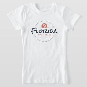 Camiseta Pôr do sol retrô da praia de Miami na Flórida, pal