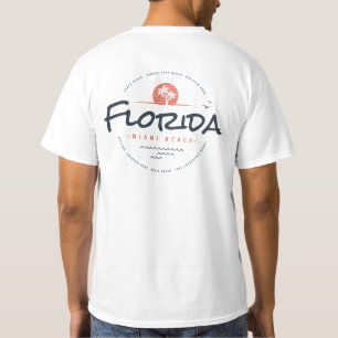 Camiseta Pôr do sol retrô da praia de Miami na Flórida, pal