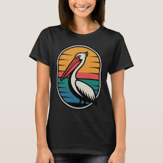 Camiseta Pôr do sol retro do pelicano costeiro