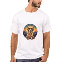 Camiseta Pôr do Sol Retro Golden Retriever