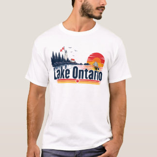 Camiseta Pôr do sol retrô Grandes Lagos Lago Ontário
