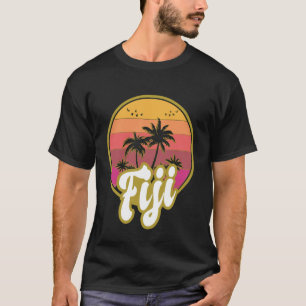 Camiseta Pôr do sol retrô na praia de Fiji