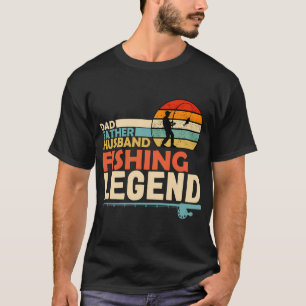 Camiseta Pôr do Sol Retro Pai Marido Lendário da Pesca