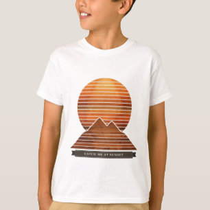 Camiseta Pôr do Sol Retro para Crianças "Me Encontre ao Pôr