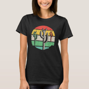 Camiseta Pôr do Sol Retro Saguaro Cacto Opuntia Cactaceae
