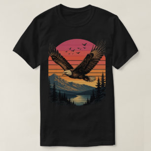 Camiseta Pôr do Sol Retro Silhueta de Animal de Vida Selvag