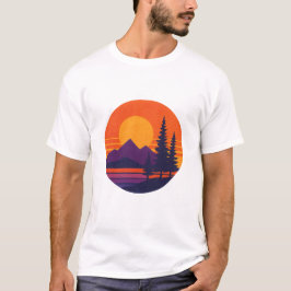 Camiseta Pôr do Sol Retro Vibes da Natureza | Estética Vint