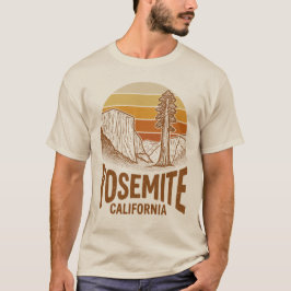 Camiseta Pôr do Sol Retro Yosemite Califórnia Parque Nacion