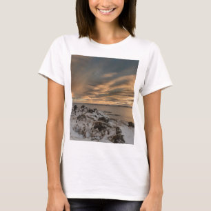 Camiseta Pôr do sol sobre o lago Myvatn, Islândia