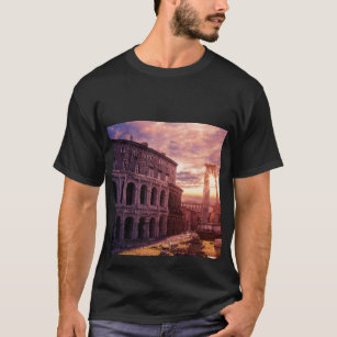 Camiseta Pôr do sol sobre Roma Coliseu em Roma