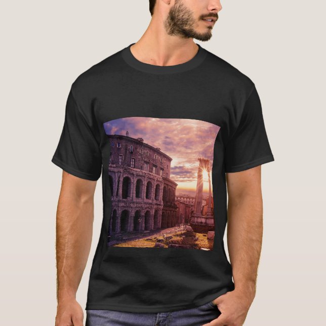 Camiseta Pôr do sol sobre Roma Coliseu em Roma (Frente)