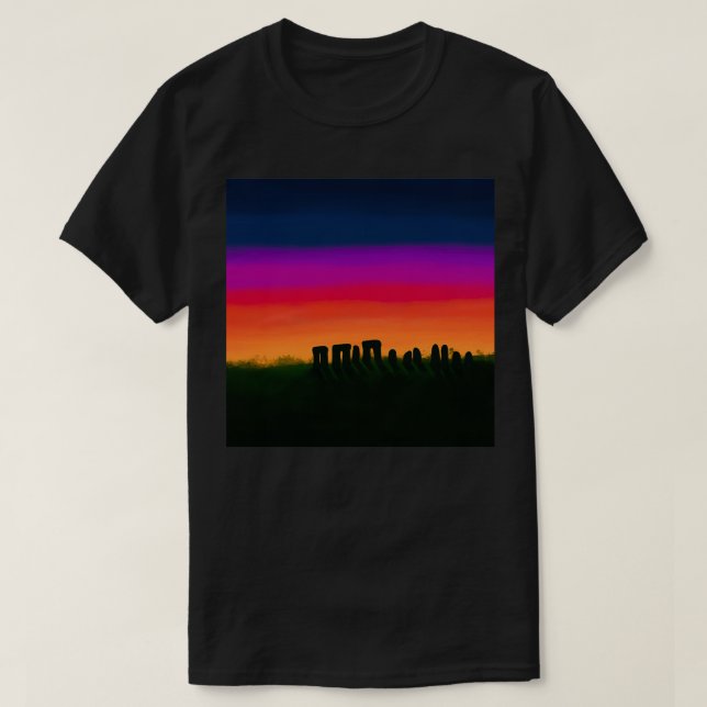 Camiseta pôr do sol Stonehenge (Frente do Design)