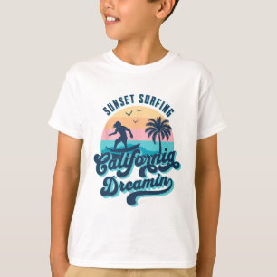 Camiseta Pôr do Sol Surfando Sonho Californiano Surfe EUA