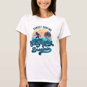 Camiseta Pôr do Sol Surfando Sonho Californiano Usa Surfist
