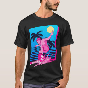 Camiseta Pôr do Sol Synthwave Surfista Palmeiras Surf 80 Ar