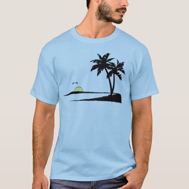 Camiseta por do sol tropical do verão (Frente)