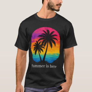 Camiseta Pôr do Sol Tropical Palmeiras Design Retro